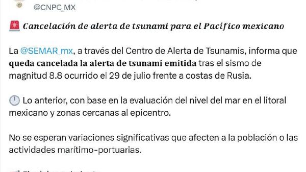 México desactiva alerta de tsunami tras terremoto en Kamchatka - Sputnik Mundo
