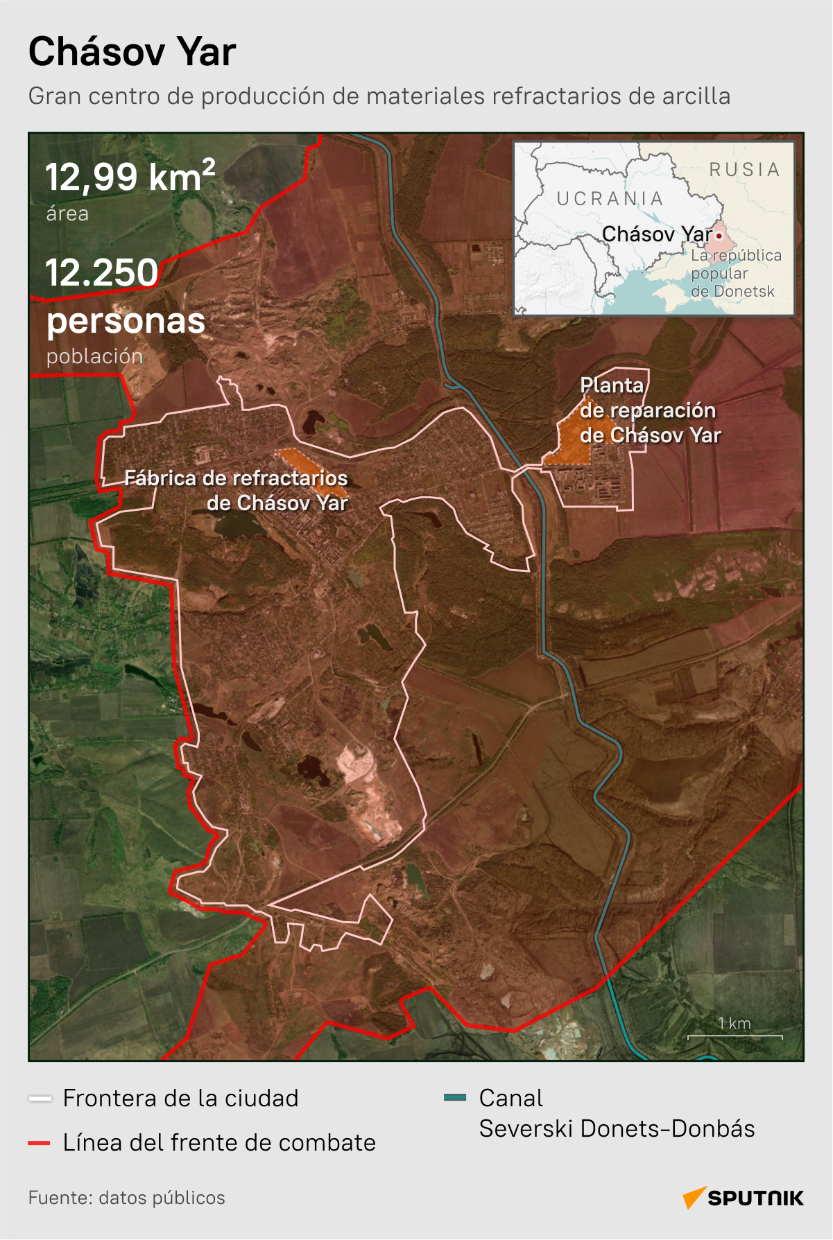 Imagen del artículo: Chásov Yar bajo la bandera rusa: observa el mapa detallado de la ciudad liberada de las tropas de Kiev