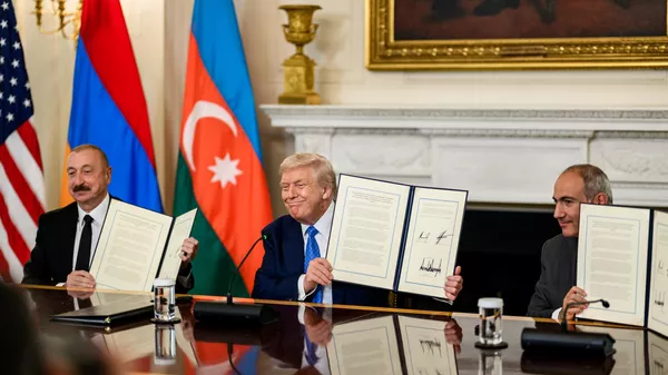 Firma del acuerdo de paz entre Armenia y Azerbaiyán - Sputnik Mundo