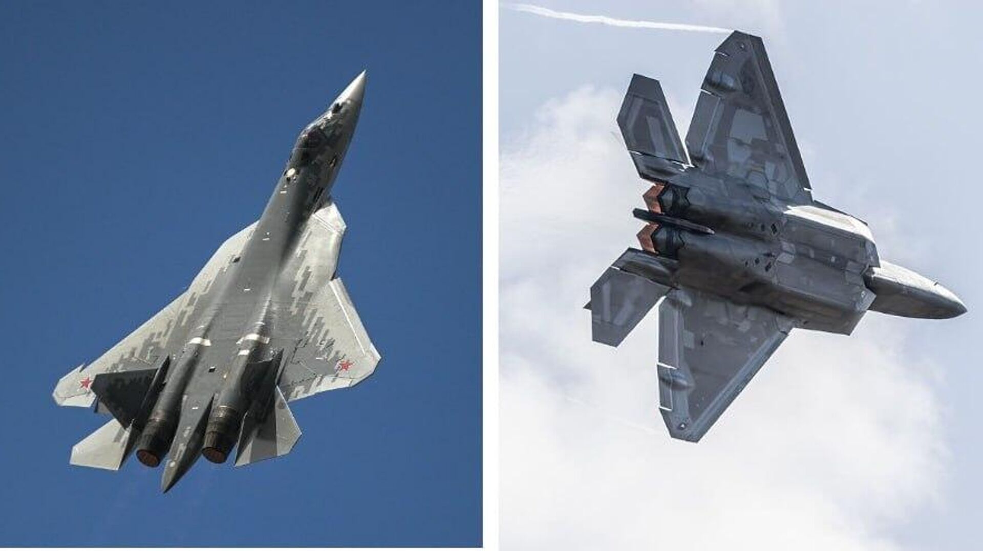 Los rusos Su-57 y los estadounidenses F-22 pueden cruzarse por primera vez en los cielos de Alaska Los rusos Su-57 y los estadounidenses F-22 pueden cruzarse por primera vez en los cielos de Alaska - Sputnik Mundo, 1920, 15.08.2025