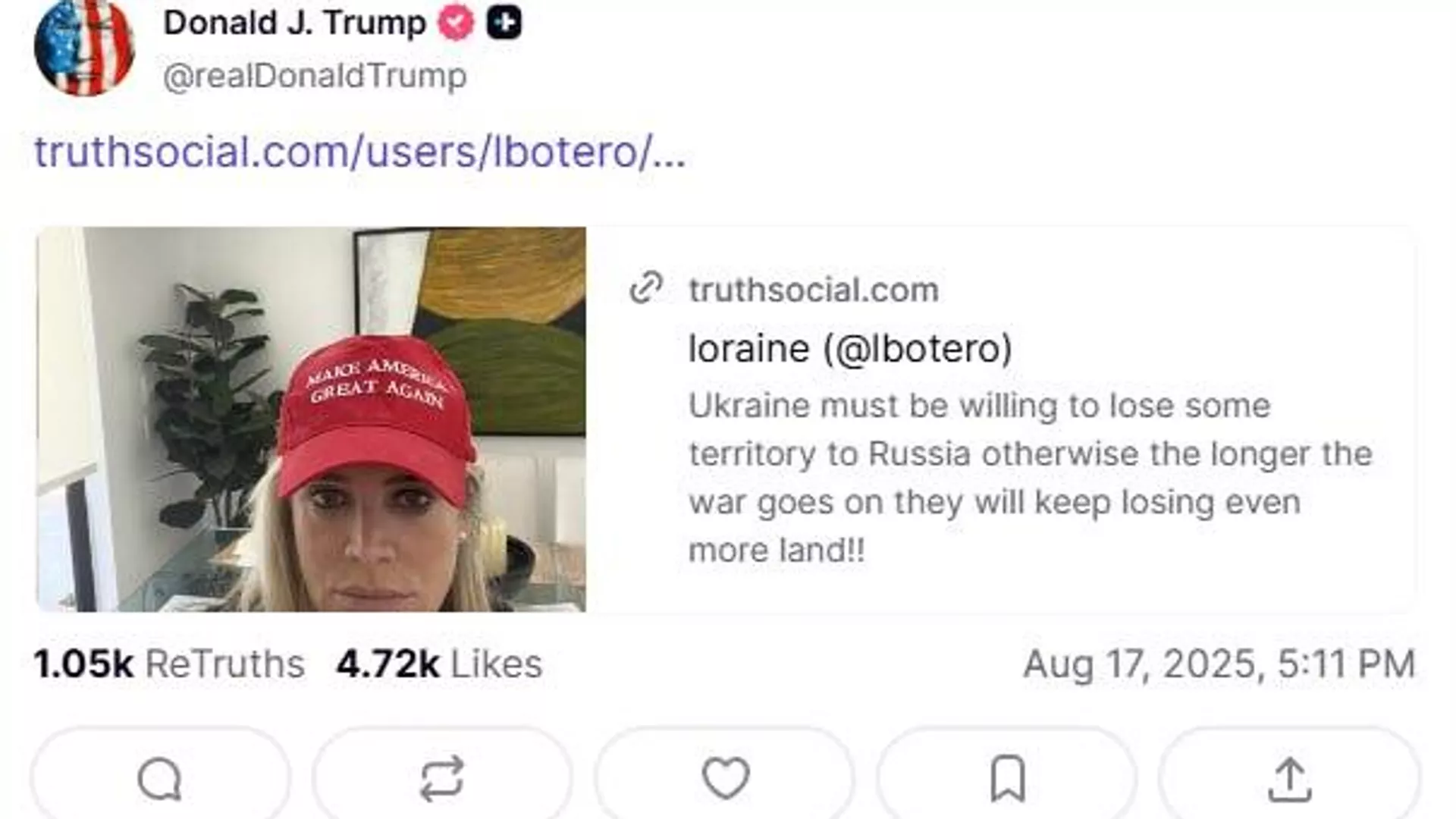 Trump está de acuerdo con que Ucrania debería ceder parte de su territorio a Rusia - Sputnik Mundo, 1920, 17.08.2025