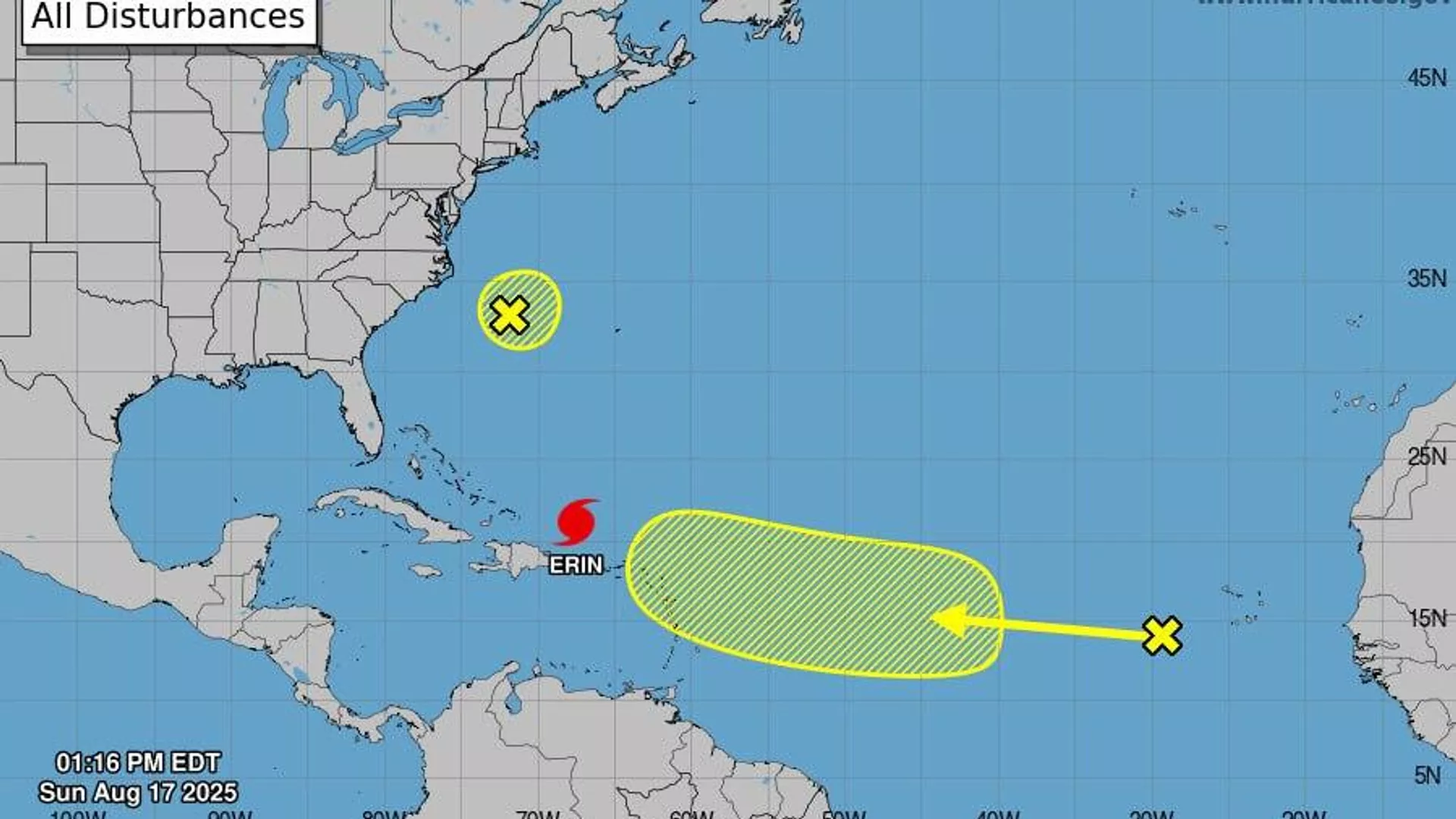 El huracán Erin se degrada a categoría 3 en su paso por el Caribe - Sputnik Mundo, 1920, 17.08.2025
