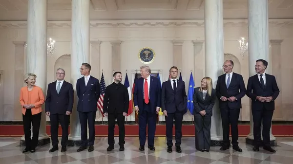 Reunión de Donald Trump, Volodímir Zelenski y líderes europeos - Sputnik Mundo