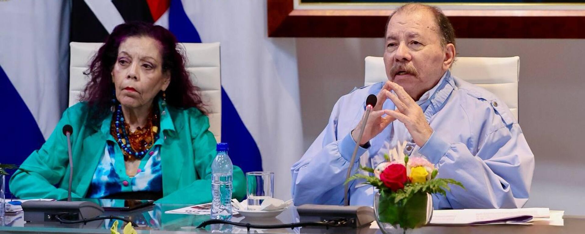Los copresidentes de Nicaragua, Rosario Murillo y Daniel Ortega. - Sputnik Mundo, 1920, 21.08.2025