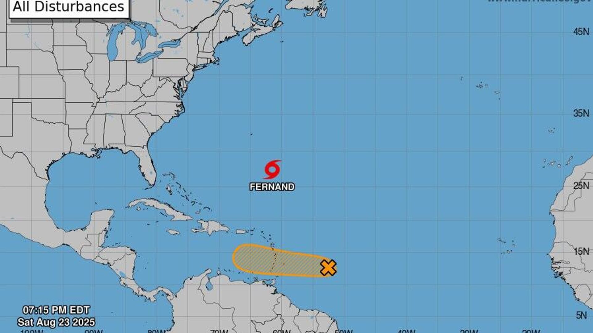 Se forma la tormenta tropical Fernand en el Atlántico Se forma la tormenta tropical Fernand en el Atlántico - Sputnik Mundo, 1920, 24.08.2025