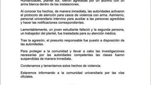 Asesinan a estudiante en escuela preparatoria de Ciudad de México - Sputnik Mundo