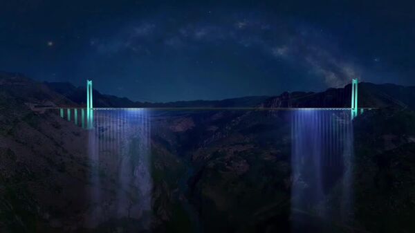 Una belleza que cuesta creer: el puente más alto del mundo cautiva con su espectáculo nocturno - Sputnik Mundo