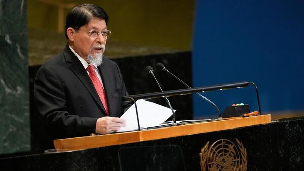 Denis Moncada, ministro de Relaciones Exteriores de Nicaragua, se dirige al 80º período de sesiones de la Asamblea General de las Naciones Unidas en la sede de las Naciones Unidas, el 29 de septiembre de 2025  - Sputnik Mundo