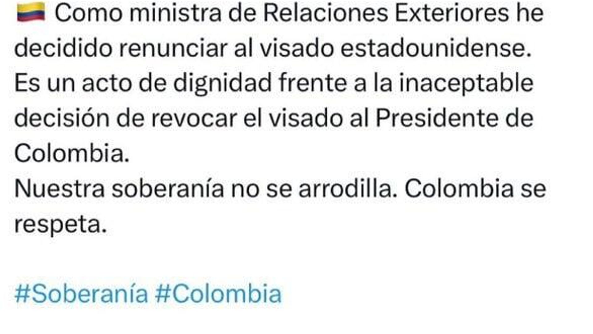 Canciller de Colombia demuestra su solidaridad con Petro renunciando a su visa de EEUU Canciller de Colombia demuestra su solidaridad con Petro renunciando a su visa de EEUU - Sputnik Mundo, 1920, 29.09.2025