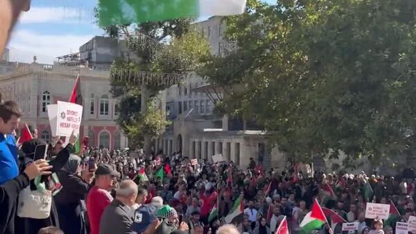 🪧Cientos de miles de personas salen a las calles de Turquía para manifestar su apoyo a Palestina - Sputnik Mundo