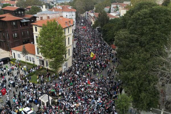 🪧Cientos de miles de personas salen a las calles de Turquía para manifestar su apoyo a Palestina - Sputnik Mundo