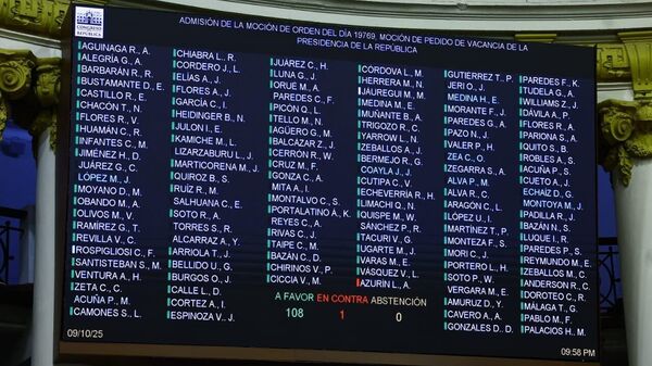 Con 108 votos a favor, uno en contra y ninguna abstención, los legisladores del país sudamericano avanzaron en el proceso para debatir la posible vacancia del Ejecutivo nacional - Sputnik Mundo
