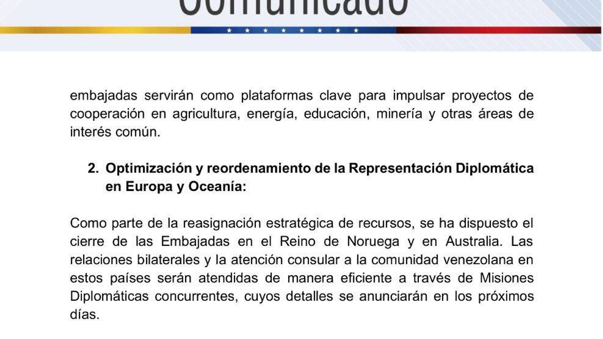  Venezuela cambia su enfoque diplomático: cierra embajadas occidentales Venezuela cambia su enfoque diplomático: cierra embajadas occidentales - Sputnik Mundo, 1920, 14.10.2025