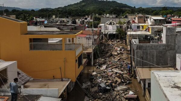Poza Rica, en Veracruz (sureste mexicano), ha sufrido los embates de las lluvias. Poza Rica, en Veracruz (sureste mexicano), ha sufrido los embates de las lluvias. - Sputnik Mundo
