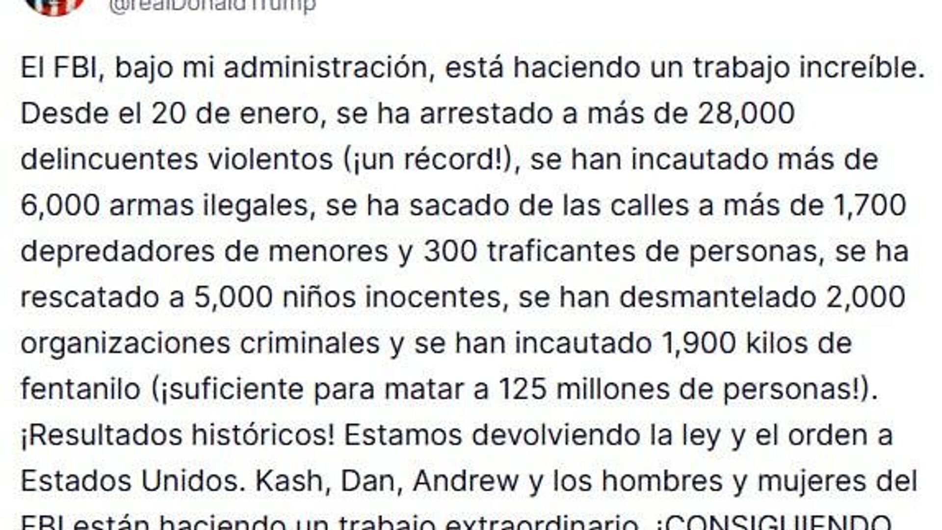 Trump afirma que el FBI ha logrado resultados históricos durante su mandato Trump afirma que el FBI ha logrado resultados históricos durante su mandato - Sputnik Mundo, 1920, 21.10.2025
