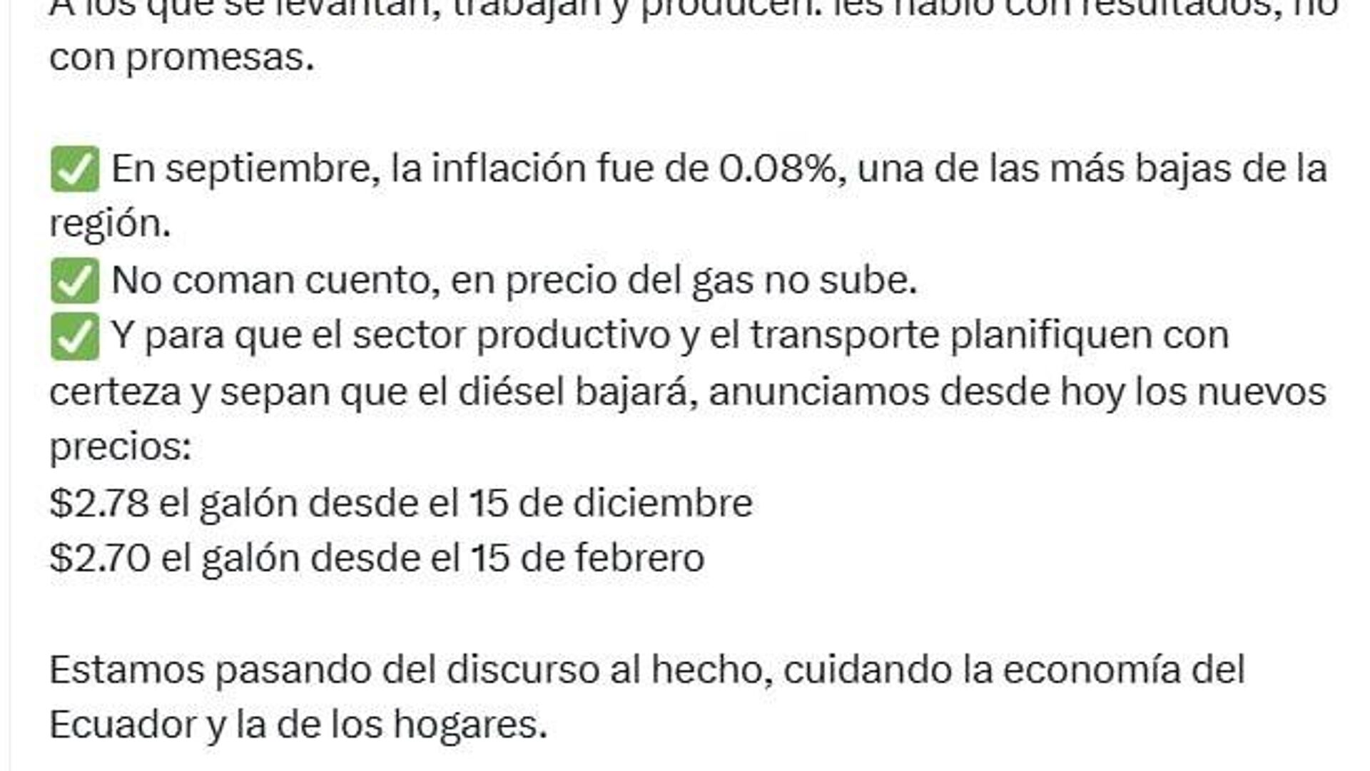 Noboa anuncia una reducción gradual del precio del diésel en Ecuador Noboa anuncia una reducción gradual del precio del diésel en Ecuador - Sputnik Mundo, 1920, 23.10.2025