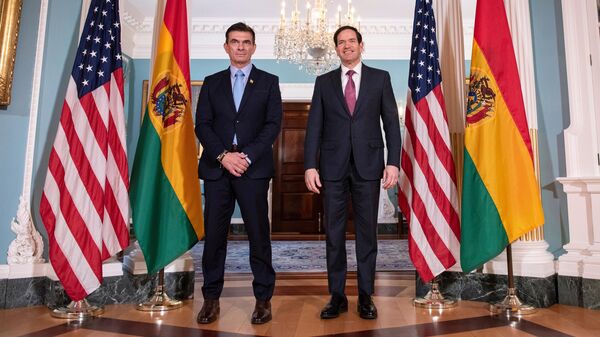 El presidente electo de Bolivia, Rodrigo Paz, y el secretario de Estado de EEUU, Marco Rubio. - Sputnik Mundo