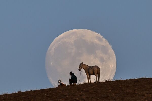 Una vista de la luna llena en la ciudad de Van, Turquía. - Sputnik Mundo