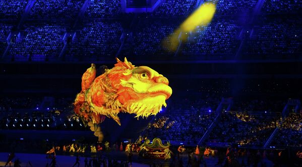 Artistas actúan en la ceremonia de inauguración de los XV Juegos Nacionales en el Estadio Olímpico de Guangdong, China. - Sputnik Mundo