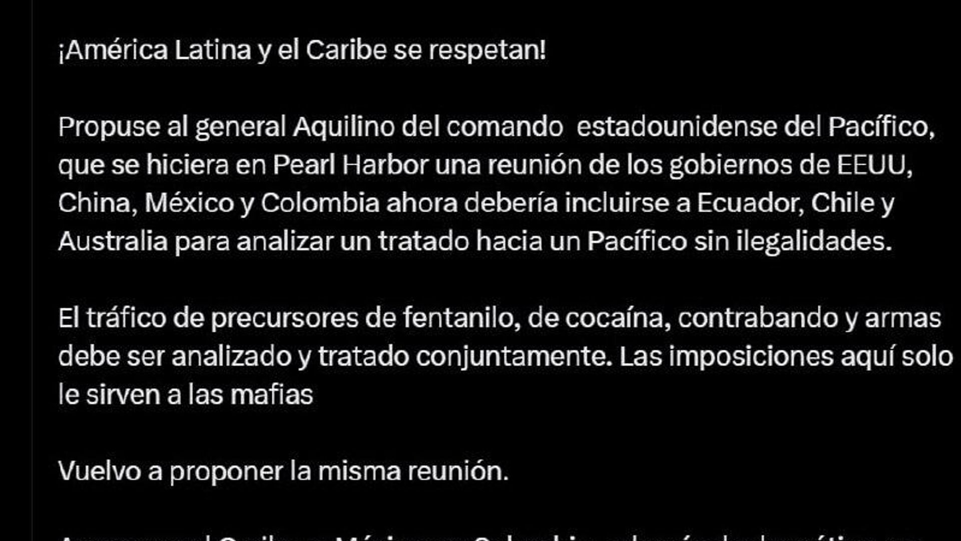 Petro llama a analizar un tratado hacia un Pacífico sin ilegalidades Petro llama a analizar un tratado hacia un Pacífico sin ilegalidades - Sputnik Mundo, 1920, 16.11.2025