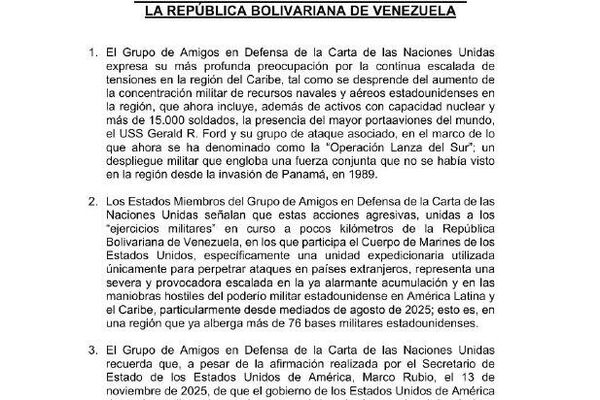 El Grupo de Amigos en Defensa de la Carta de la ONU expresa preocupación por la tensión en el Caribe El Grupo de Amigos en Defensa de la Carta de la ONU expresa preocupación por la tensión en el Caribe - Sputnik Mundo