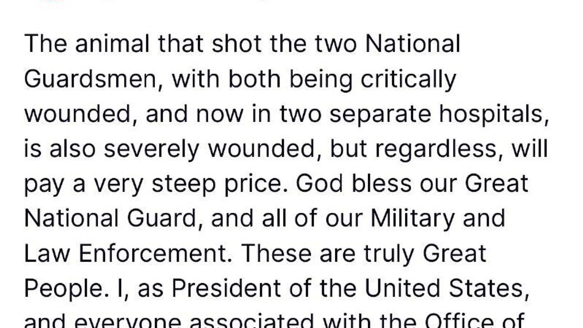 Miembros de la Guardia Nacional están gravemente heridos tras tiroteo de Washington, dice Trump Miembros de la Guardia Nacional están gravemente heridos tras tiroteo de Washington, dice Trump - Sputnik Mundo, 1920, 26.11.2025