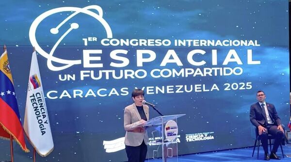 La ministra para la Ciencia y Tecnología de Venezuela, Gabriela Jiménez, durante el Congreso Internacional Espacial 'Un Futuro Compartido'. - Sputnik Mundo