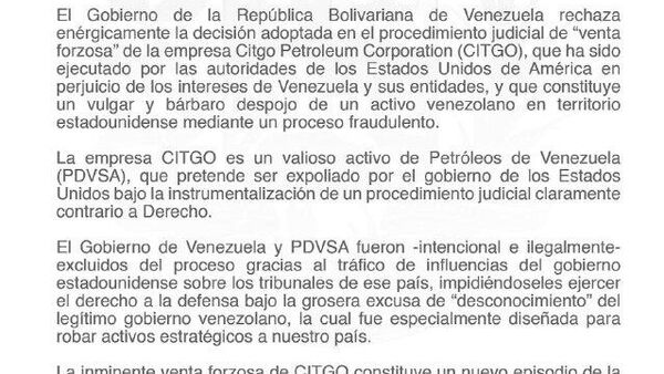 Se hará justicia: Venezuela rechaza venta forzosa de CITGO - Sputnik Mundo