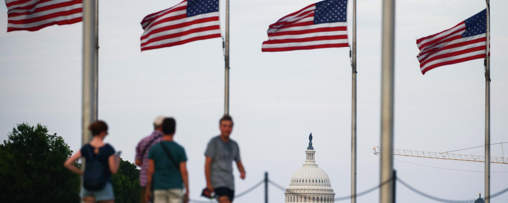 Banderas estadounidenses junto al Monumento a Washington en Washington, D.C., Estados Unidos, el 9 de julio de 2024 - Sputnik Mundo, 1920, 07.12.2025