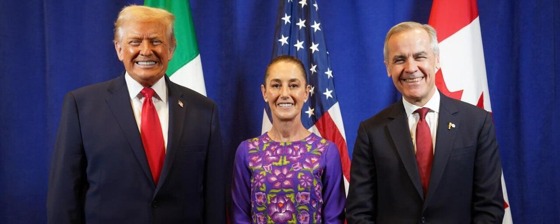 Donald Trump, Claudia Sheinbaum y Mark Carney. - Sputnik Mundo, 1920, 05.12.2025
