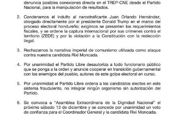 🪧 El partido oficialista Libre en Honduras desconoce las elecciones y convoca a protestas - Sputnik Mundo