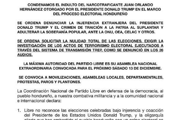 🪧 El partido oficialista Libre en Honduras desconoce las elecciones y convoca a protestas - Sputnik Mundo