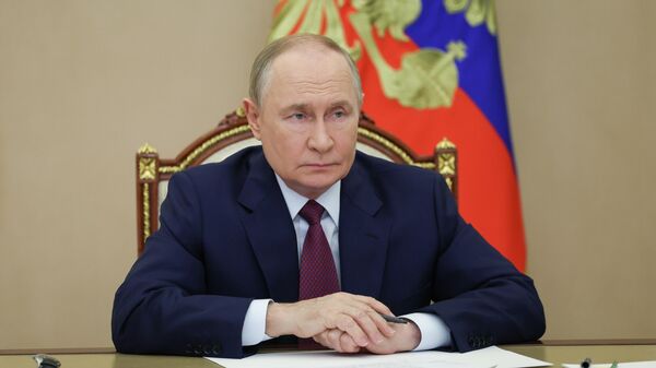 Vladímir Putin, presidente ruso, mantiene una videoconferencia con miembros del Gobierno ruso  - Sputnik Mundo