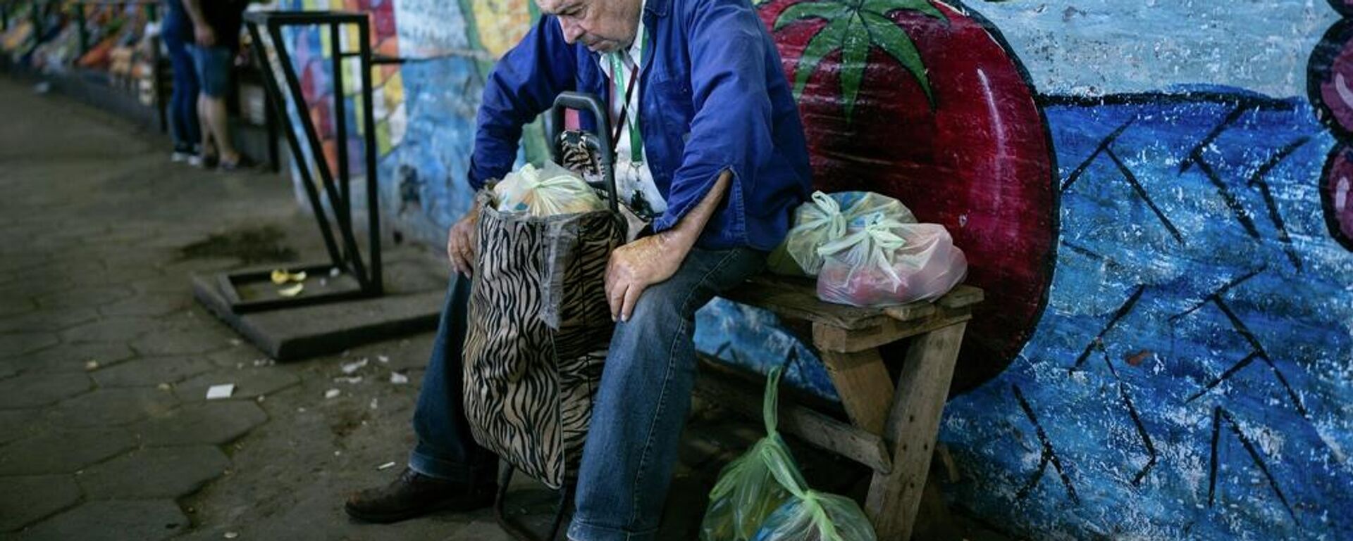 Un hombre descansa tras realizar sus comprar en el Mercado Central de Buenos Aires, Argentina (archivo) - Sputnik Mundo, 1920, 13.12.2025