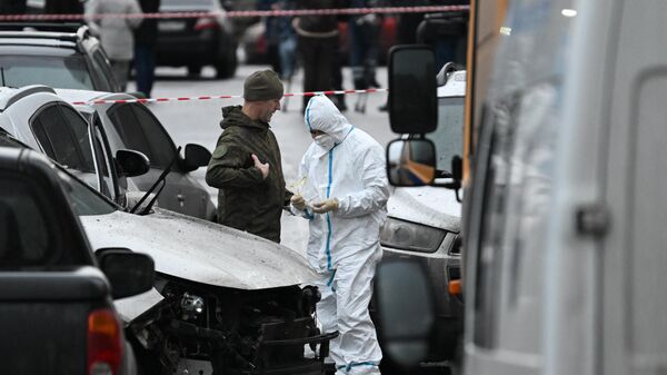 Lugar del atentado en el que falleció un general del Ejército ruso, en Moscú Lugar del atentado en el que falleció un general del Ejército ruso, en Moscú - Sputnik Mundo