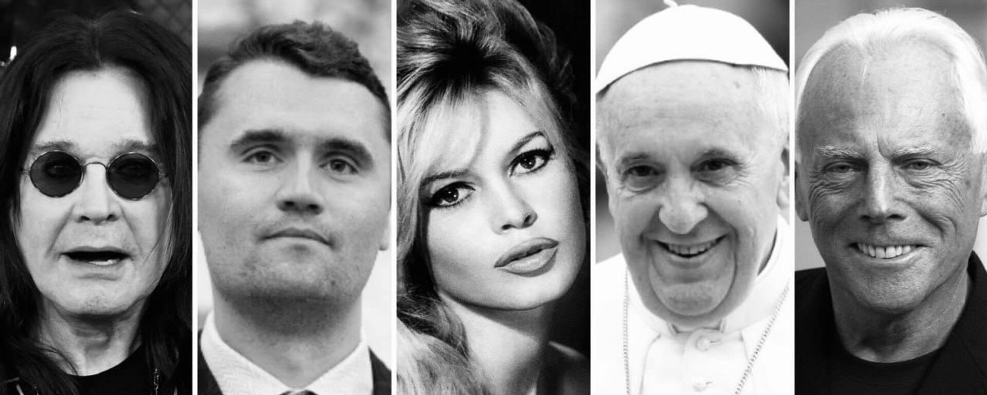 El cantante Ozzy Osbourne, el activista político estadounidense Charlie Kirk, la actriz francesa Brigitte Bardot, Papa Francisco, el diseñador italiano Giorgio Armani - Sputnik Mundo, 1920, 29.12.2025