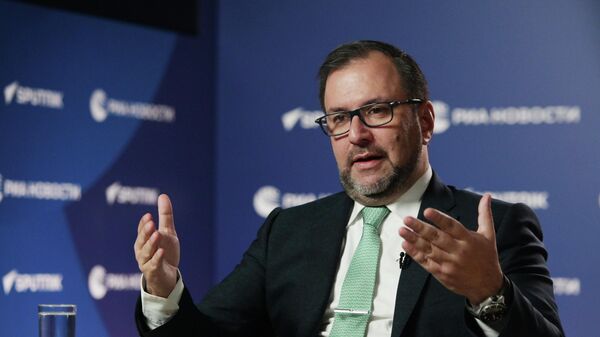 Yván Gil Pinto, canciller venezolano, durante una entrevista en la agencia internacional de noticias Rossiya Segodnya (caza matriz de Sputnik)  - Sputnik Mundo
