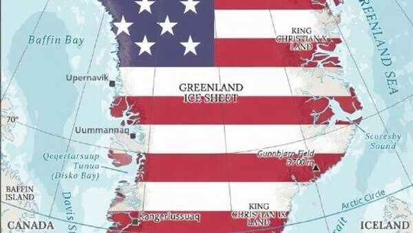 Dinamarca insta a respetar su integridad territorial tras la publicación de un mapa de Groenlandia con los colores de EEUU - Sputnik Mundo