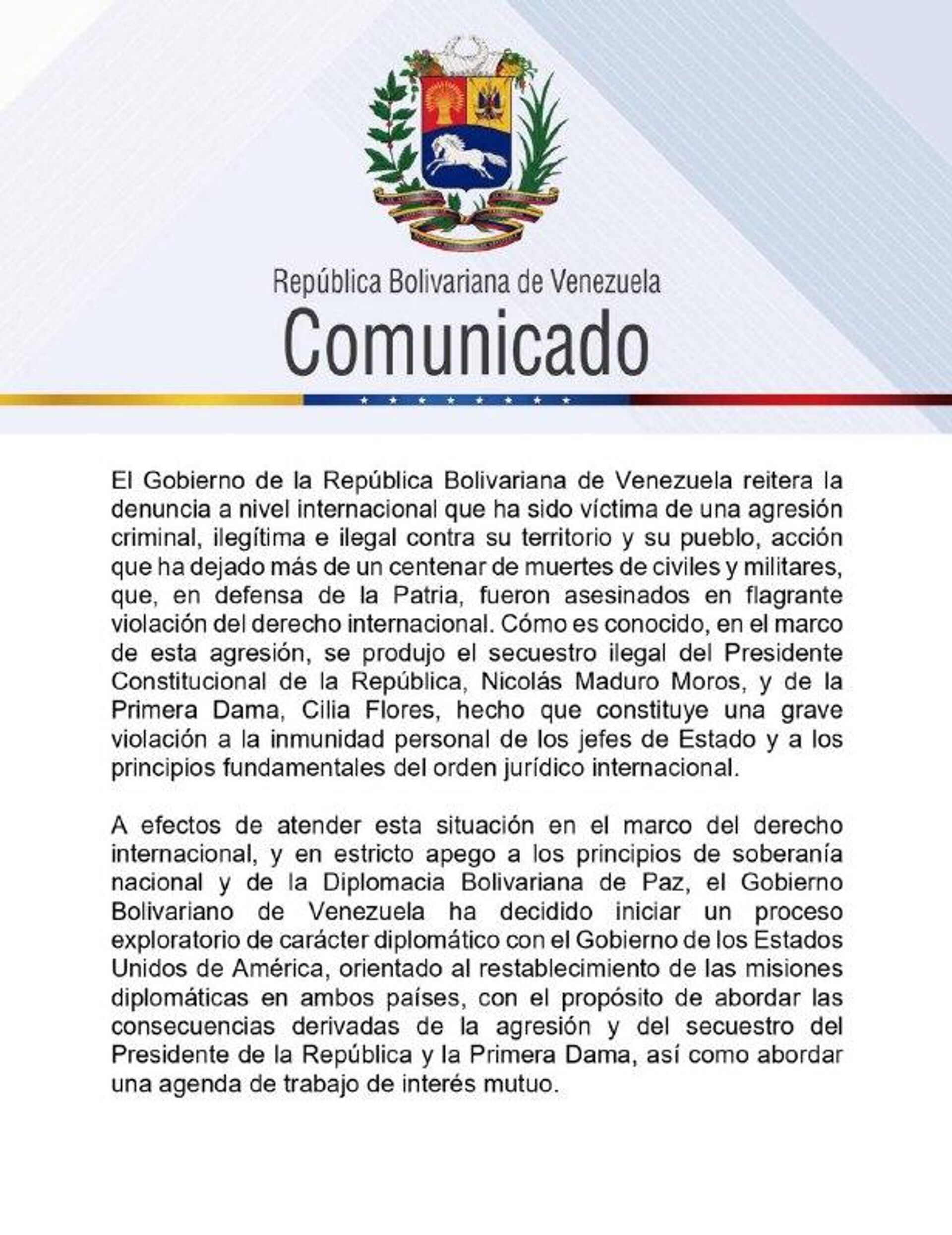 Venezuela y EEUU inician un proceso exploratorio para restablecer misiones diplomáticas - Sputnik Mundo, 1920, 09.01.2026