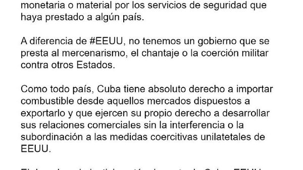 La justicia está de parte de Cuba: Rodríguez defiende el derecho a la libre importación de energía tras las amenazas de Trump - Sputnik Mundo