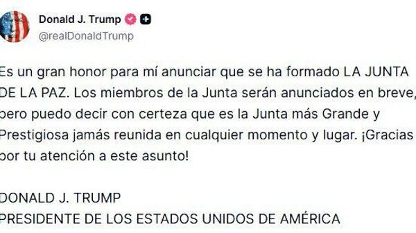Trump anuncia que la Junta de Paz para Gaza ya fue formada - Sputnik Mundo