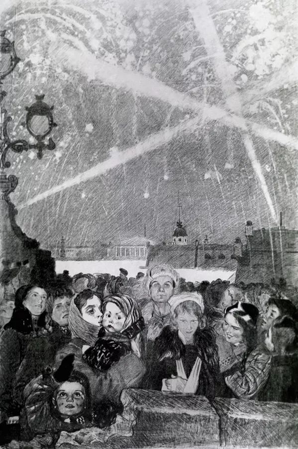 En la foto: reproducción del cuadro Saludo del 27 de enero de 1944, perteneciente a la serie Leningrado durante el sitio, del artista Alexéi Pajómov, del fondo de La Galería Estatal Tretiakov. - Sputnik Mundo