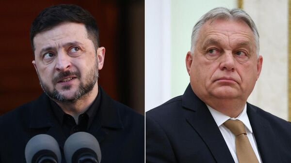 Volodímir Zelenski y Viktor Orban, primer ministro de Hungría  - Sputnik Mundo