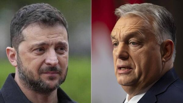 Volodímir Zelenski y el primer ministro húngaro, Viktor Orban - Sputnik Mundo