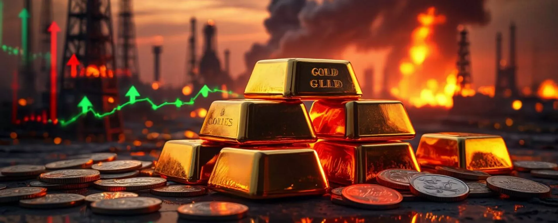 Lingotes de oro y plataformas petrolíferas (imagen creada por la IA) Lingotes de oro y plataformas petrolíferas (imagen creada por la IA) - Sputnik Mundo, 1920, 02.03.2026