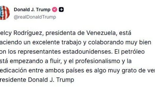 Delcy Rodríguez agradece la amable disposición de cooperación por parte del Gobierno de Trump - Sputnik Mundo