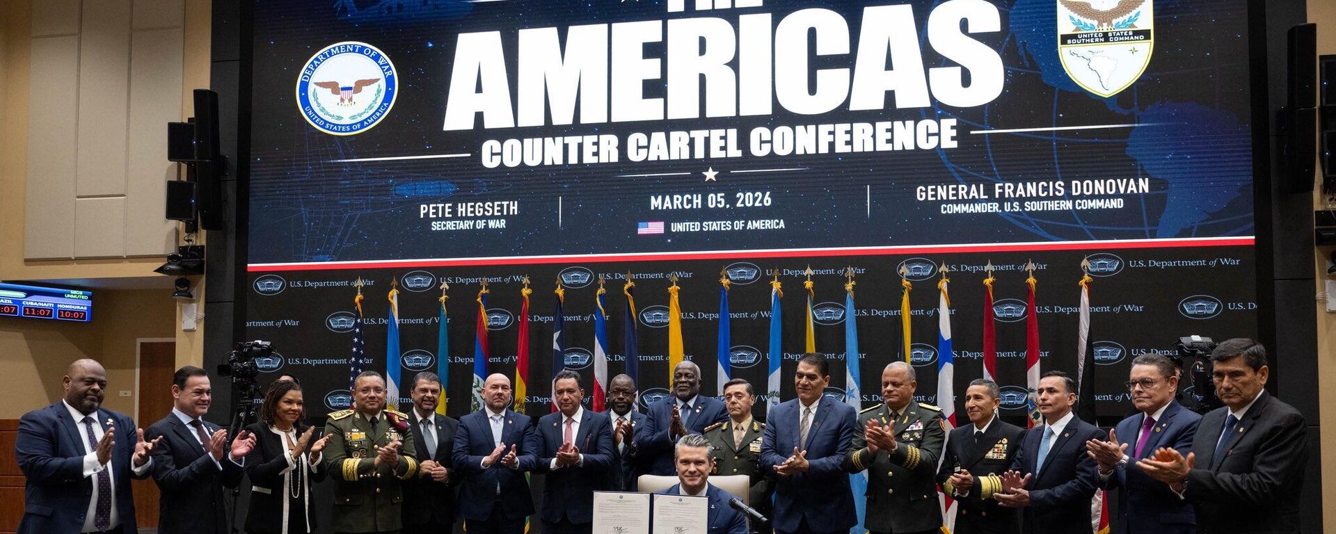 Firma de la Declaración de Seguridad de la Conferencia Anticárteles de las Américas, el 5 de marzo de 2026, en Florida - Sputnik Mundo, 1920, 06.03.2026