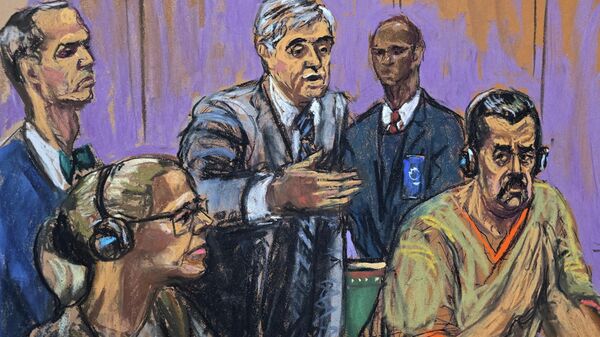 El presidente venezolano Nicolás Maduro, junto a su esposa, Cilia Flores, el abogado de Flores, Mark Donnelly, y el abogado de Maduro, Barry Pollack, asisten a una audiencia, el 26 de marzo de 2026  - Sputnik Mundo