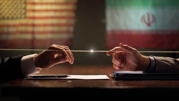 Negociaciones entre EEUU e Irán (imagen creada por IA)  - Sputnik Mundo