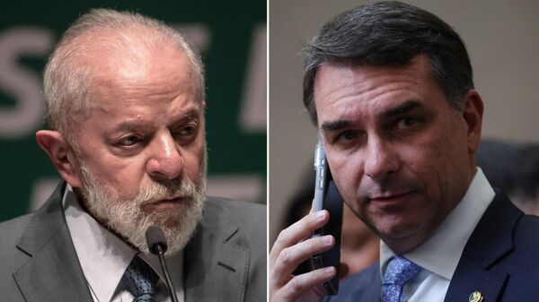El presidente de Brasil, Luiz Inacio Lula da Silva, y el senador Flavio Bolsonaro - Sputnik Mundo